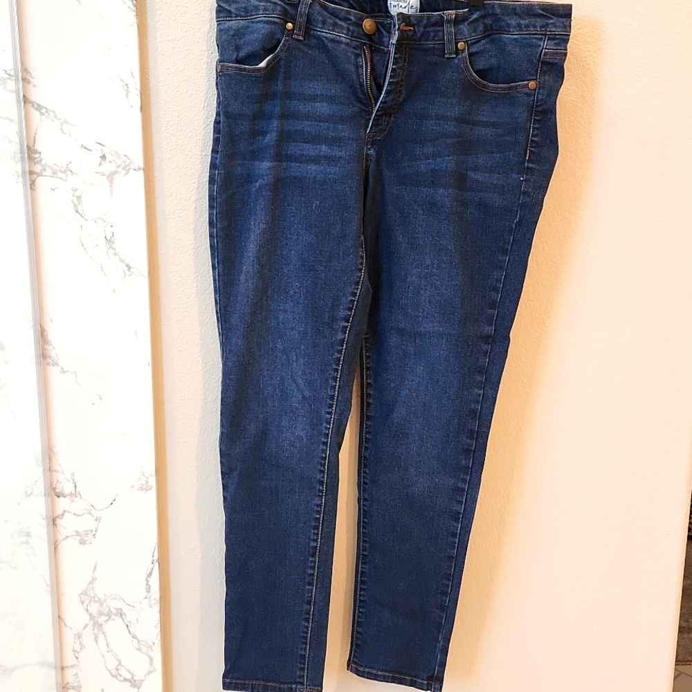 Measure & Made Blue Skinny Jeans, Size 12